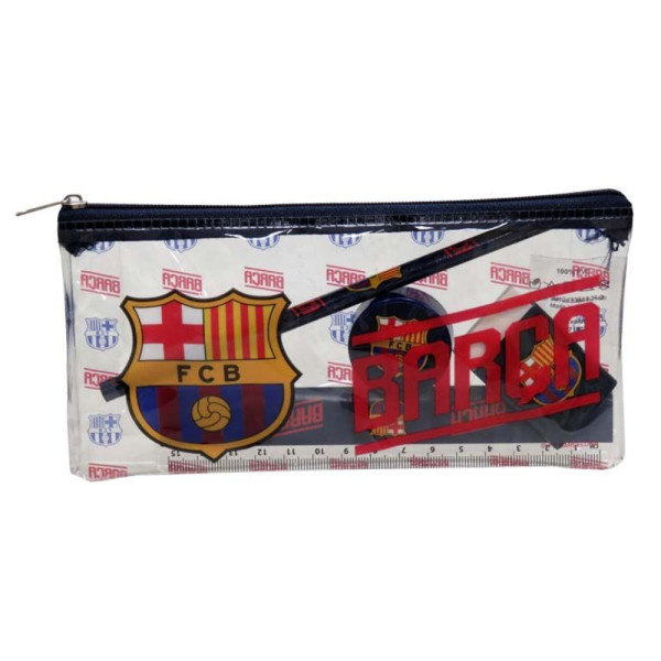 Estuche Portatodo Transparente con Material Fc Barcelona