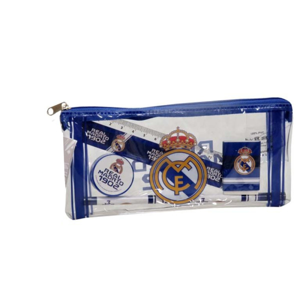 Estuche Portatodo Transparente con Material Real Madrid