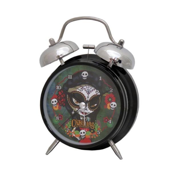 Reloj despertador de metal Catrinas Candela