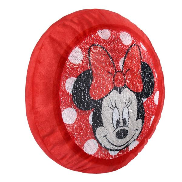Cojín Minnie Mouse Con Lentejuelas Redondo Rojo 30X30