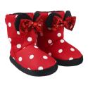 Zapatillas De Casa Bota Minnie Mouse Niña Rojas Lunares