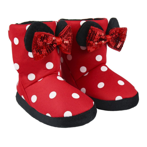 Zapatillas de Casa Bota Minnie Mouse Niña Rojas Lunares