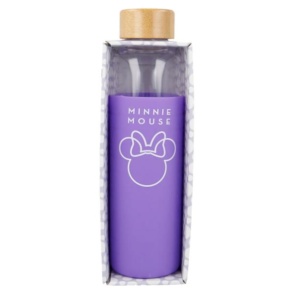 Botella De Cristal Con Funda De Silicona Minnie Mouse 585 ML