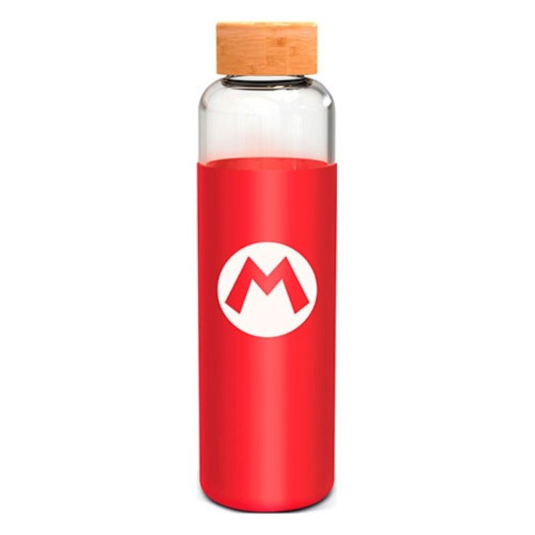 Botella de Cristal con Funda de Silicona Super Mario 585 ML