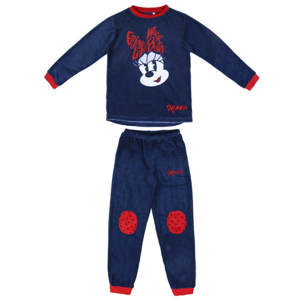 Pijama Invierno Minnie Mouse Niña Azul Velour