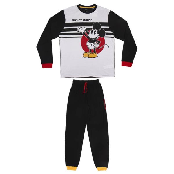 Pijama Invierno Mickey Mouse Hombre Negro Retro