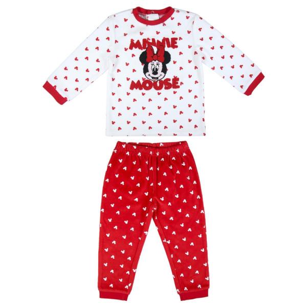 Pijama Invierno Minnie Mouse Bebé Rojo Corazones