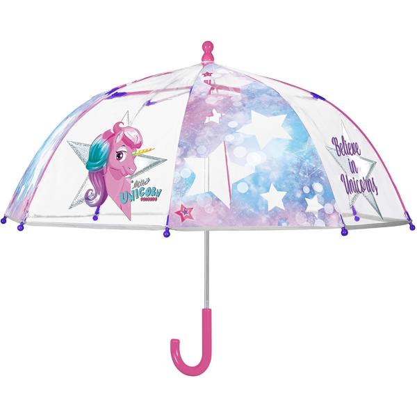 Paraguas Perletti Cool Kids Transparente Unicornio