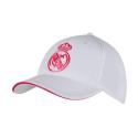 Gorra Real Madrid Escudo Blanco Y Rosa Mujer