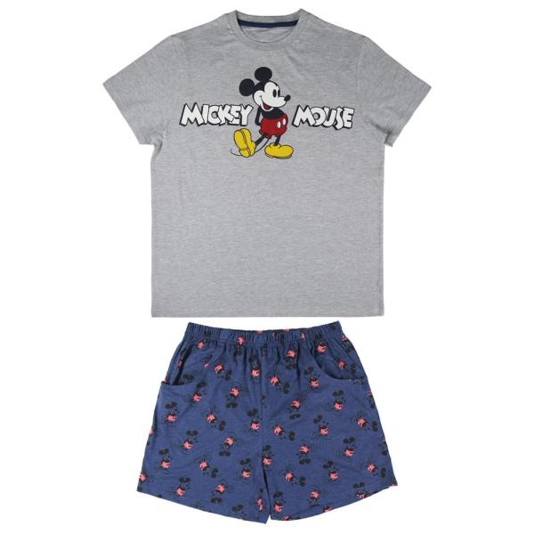 Pijama Verano Mickey Mouse Hombre Gris