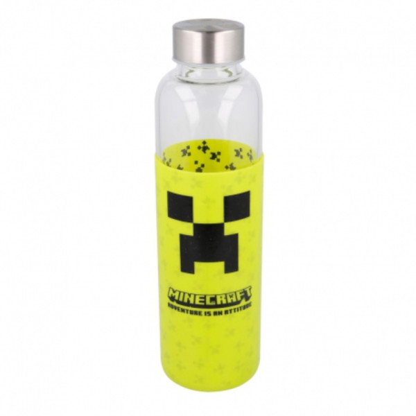 Botella de Cristal con Funda de Silicona Minecraft 585 ML