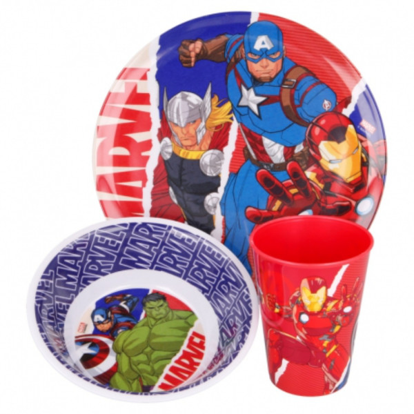Set de Menaje Melamina Avengers Marvel 3 Piezas