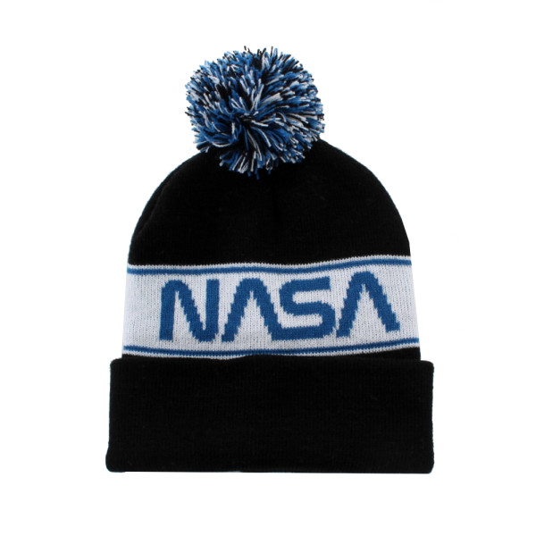 Gorro con Pompón Nasa Logo Azul Niño