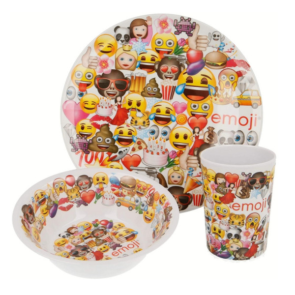 Set de Menaje Melamina Emoji 3 Piezas