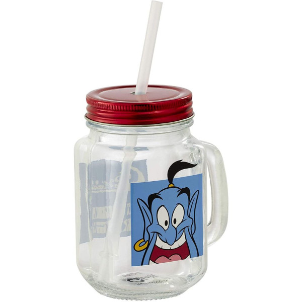 Jarra de Cristal con Tapa y Pajita Aladdin Genio 490 ML