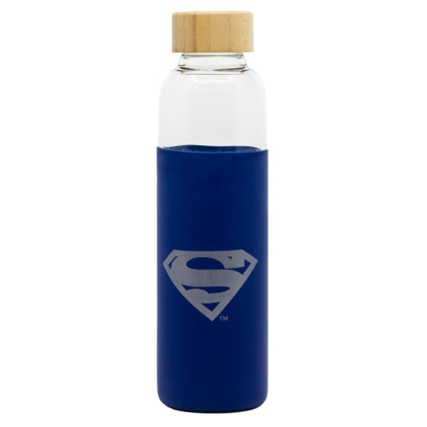 Botella de Cristal con Funda de Silicona Superman Symbol 585 ML