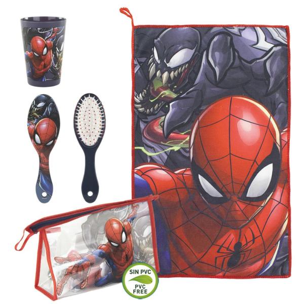 Set De Baño Con Neceser Spiderman Transparente