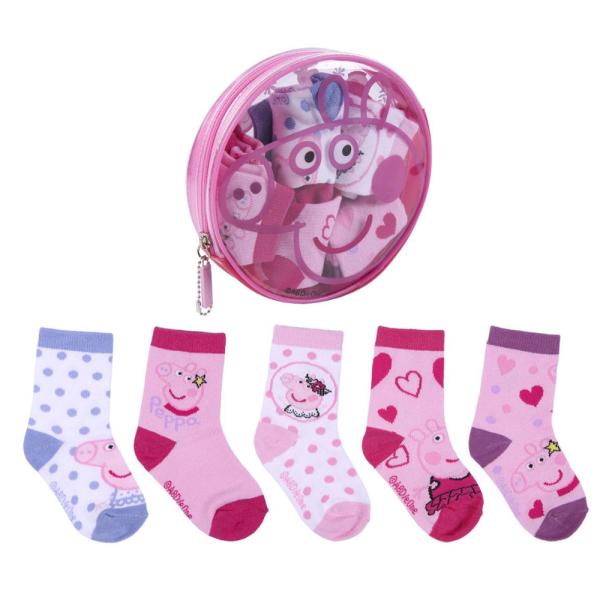 Pack 5 Calcetines Peppa Pig Con Neceser
