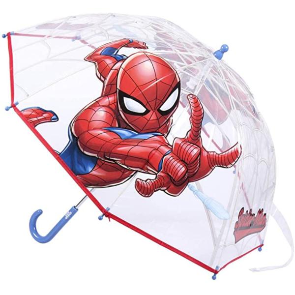 Paraguas Transparente Spiderman Rojo Arácnido