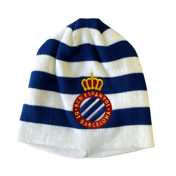 Gorro RCD Espanyol Blanco y Azul Rayas Niño