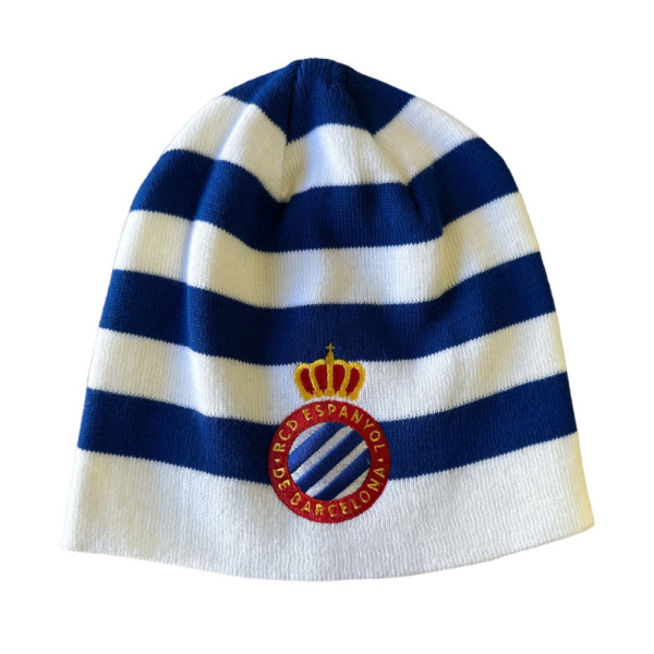 Gorro RCD Espanyol Blanco y Azul Rayas Adulto
