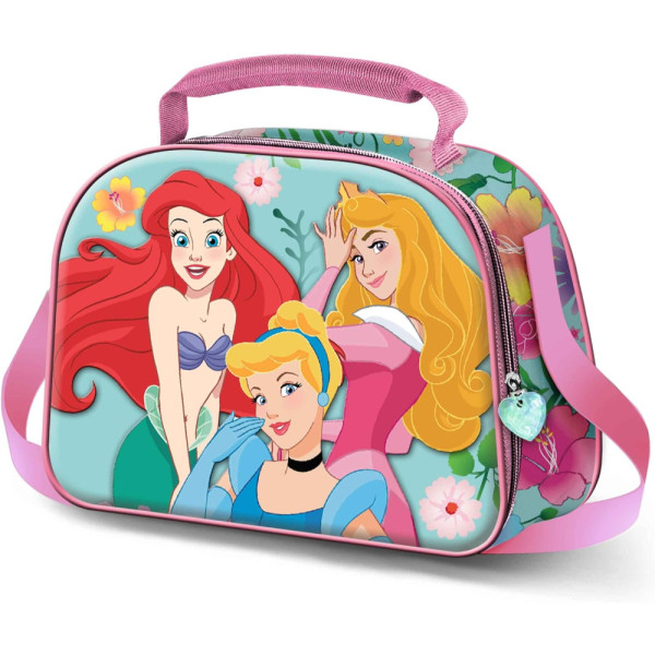 Bolsa Portaalimentos 3D Con Correa Bandolera Princesas Disney Flowers