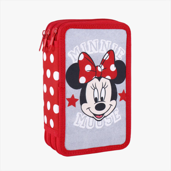 Plumier Triple Minnie Mouse Rojo Lunares