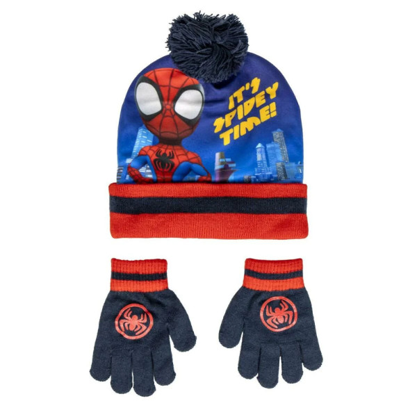 Set de Invierno Guantes y Gorro con Pompón Spiderman Spidey Infantil