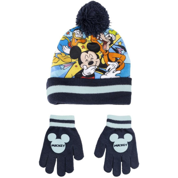 Set de Invierno Guantes y Gorro con Pompón Mickey Mouse and Friends Infantil