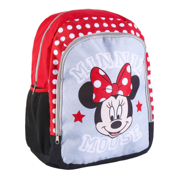 Mochila Escolar Minnie Mouse Roja Lunares Mediana