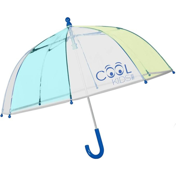 Paraguas Perletti Transparente Cool Kids Verde y Azul
