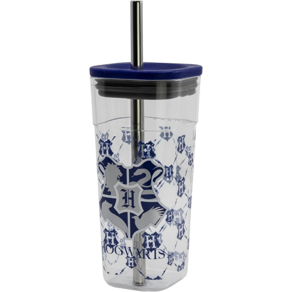 Vaso de Plástico con Pajita Harry Potter Hogwarts 540 ML