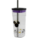 Vaso de Plástico con Pajita Minnie Mouse Morado 540 ML