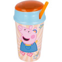 Vaso Infantil con Pajita y Compartimento Peppa Pig 400 ML