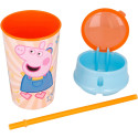 Vaso Infantil con Pajita y Compartimento Peppa Pig 400 ML