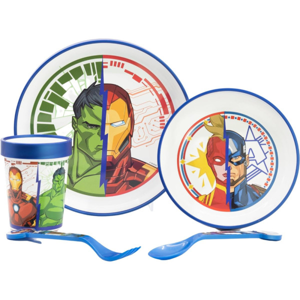 Set de Menaje Antideslizante Avengers Invincible Force 5 Piezas