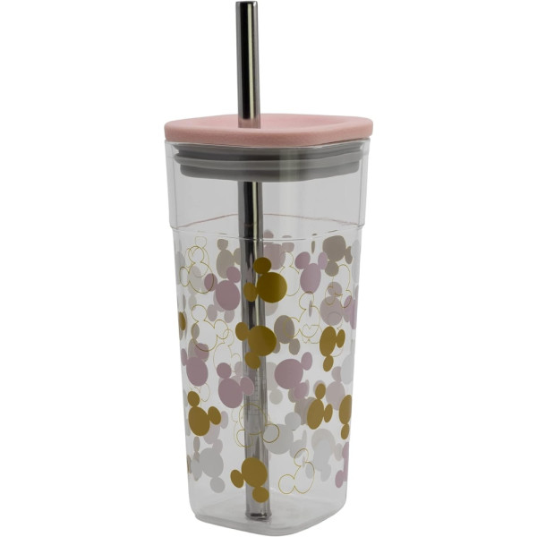 Vaso de Plástico con Pajita Mickey Mouse Faces 540 ML