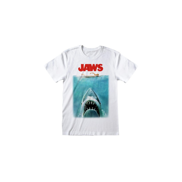 Camiseta Hombre Tiburón Jaws Póster Blanco