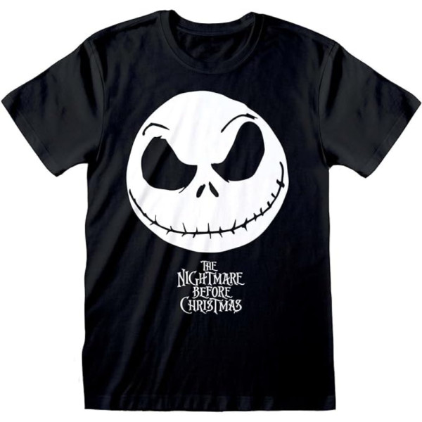 Camiseta Hombre Pesadilla Antes de Navidad Jack Face Logo Negro