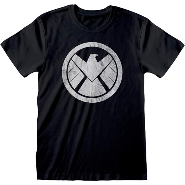 Camiseta Hombre Avengers Shield Logo Distressed Negro