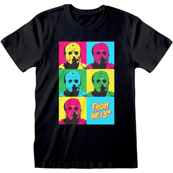 Camiseta Hombre Viernes 13 Jason Pop Art Negro