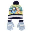 Set de Invierno Guantes y Gorro con Pompón Bluey Infantil