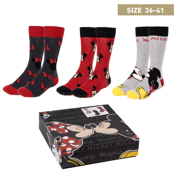 Pack 3 Calcetines en Caja Regalo Minnie Mouse Kiss Mujer