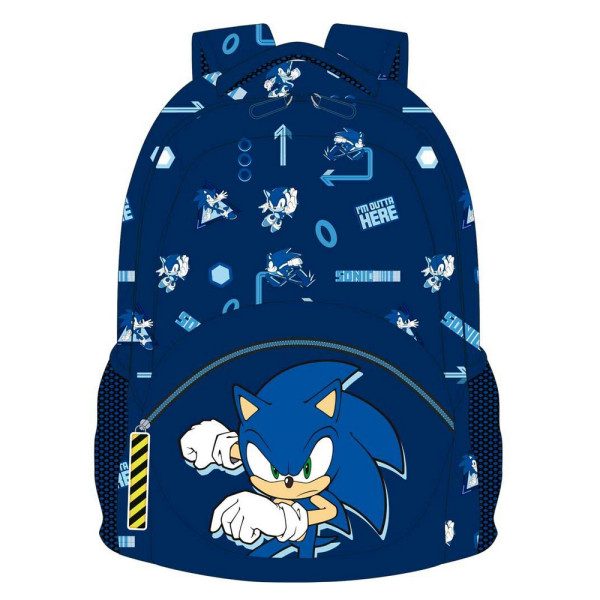 Mochila Escolar Sonic Here Azul Marino