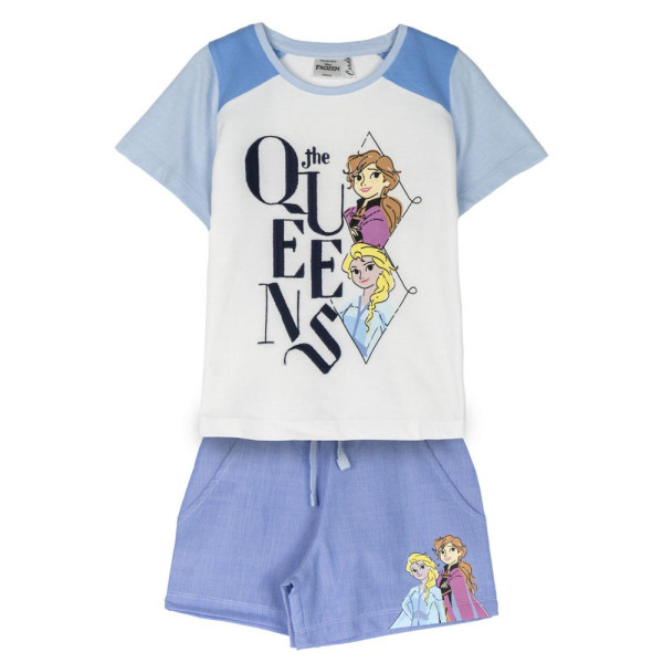 Pijama Manga Corta Frozen The Queens Azul Claro Niña