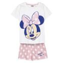 Pijama Manga Corta Minnie Mouse Blanco y Rosa Niña