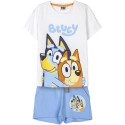 Pijama Manga Corta Bluey y Bingo Blanco y Azul Niño