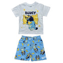 Pijama Manga Corta Bluey Durmiendo Blanco y Azul Claro Niño