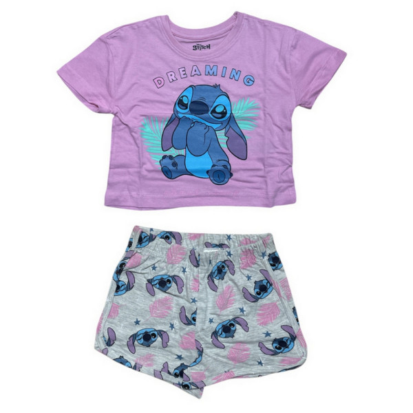 Pijama Manga Corta Stitch Dreaming Rosa Niña