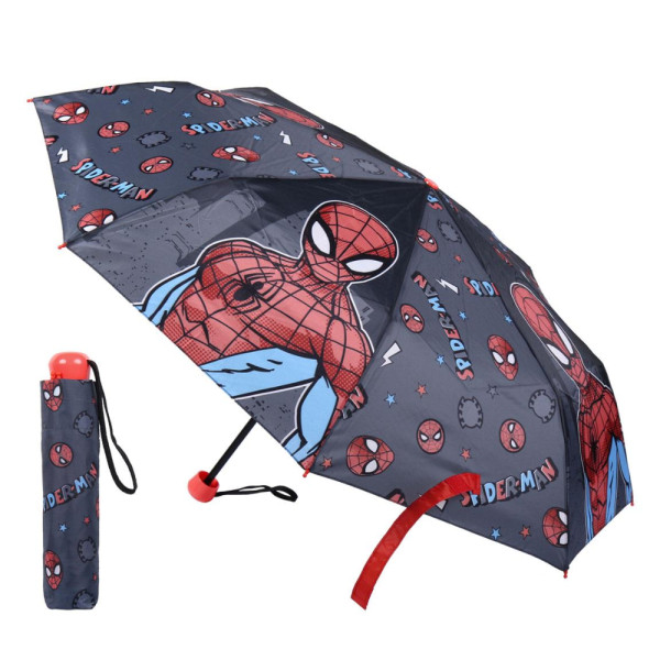 Paraguas Spiderman Negro Logos Plegable